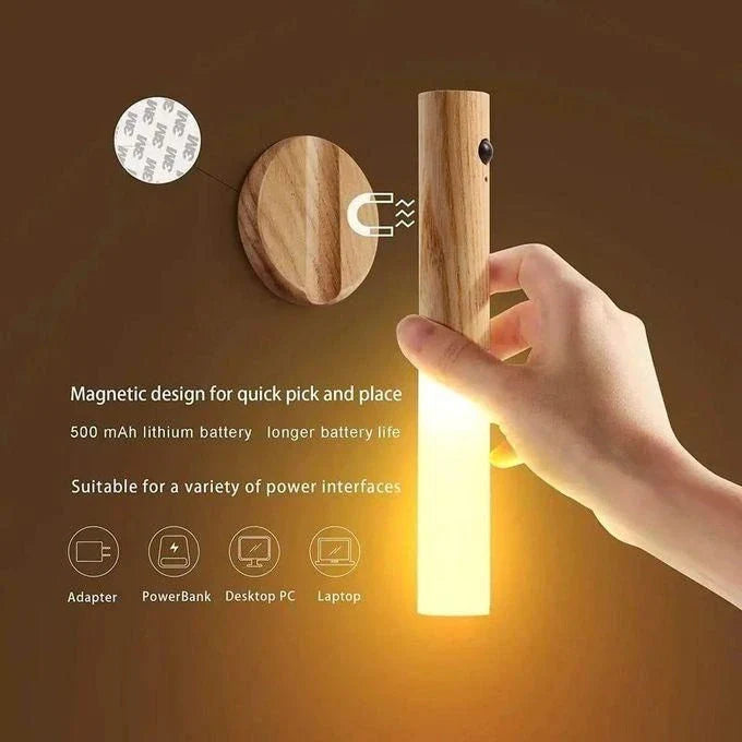 Veilleuse Murale LED Magnétique Sans Fil - مصباح ذكي بحساس الحركة  متعدد الإستعمالات